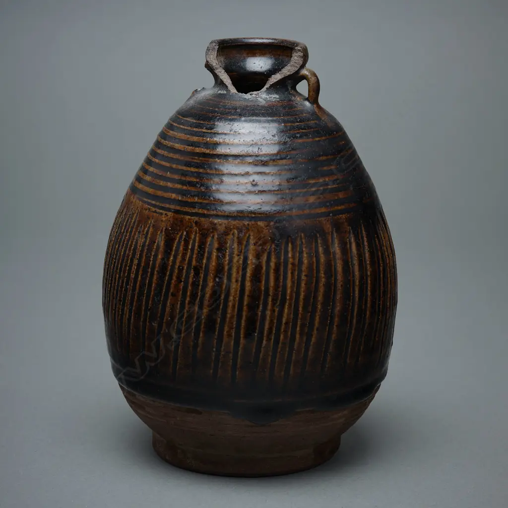 Stoneware bottle – Sukothai - 15thC, Image 1++